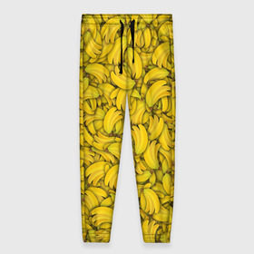 Женские брюки 3D с принтом Бананы в Курске, полиэстер 100% | прямой крой, два кармана без застежек по бокам, с мягкой трикотажной резинкой на поясе и по низу штанин. В поясе для дополнительного комфорта — широкие завязки | banana | vegan | банан | веган | желтый | паттерн | текстура | фрукт
