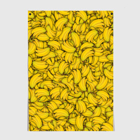 Постер с принтом Бананы в Курске, 100% бумага
 | бумага, плотность 150 мг. Матовая, но за счет высокого коэффициента гладкости имеет небольшой блеск и дает на свету блики, но в отличии от глянцевой бумаги не покрыта лаком | banana | vegan | банан | веган | желтый | паттерн | текстура | фрукт