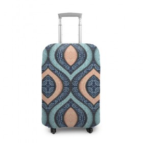 Чехол для чемодана 3D с принтом Восточные узоры в Курске, 86% полиэфир, 14% спандекс | двустороннее нанесение принта, прорези для ручек и колес | бежевый | кружево | мода | модные | синий | узоры | цвет | цветные | яркие