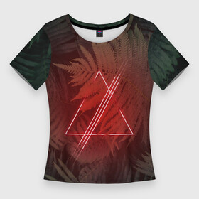 Женская футболка 3D Slim с принтом Neon light в Курске,  |  | неон | папоротник | треугольник