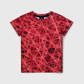 Детская футболка 3D с принтом Сетка в Курске, 100% гипоаллергенный полиэфир | прямой крой, круглый вырез горловины, длина до линии бедер, чуть спущенное плечо, ткань немного тянется | красный | модные | пластик | сети | сетка | текстура | цвет