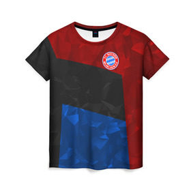 Женская футболка 3D с принтом FC Bayern 2018 Abstract colors в Курске, 100% полиэфир ( синтетическое хлопкоподобное полотно) | прямой крой, круглый вырез горловины, длина до линии бедер | bayern | fc | абстракция | бавария | геометрия | спорт | футбольный клуб