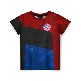 Детская футболка 3D с принтом FC Bayern 2018 Abstract colors в Курске, 100% гипоаллергенный полиэфир | прямой крой, круглый вырез горловины, длина до линии бедер, чуть спущенное плечо, ткань немного тянется | bayern | fc | абстракция | бавария | геометрия | спорт | футбольный клуб