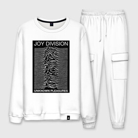 Мужской костюм хлопок с принтом Joy Division в Курске, 100% хлопок | на свитшоте круглая горловина, мягкая резинка по низу. Брюки заужены к низу, на них два вида карманов: два “обычных” по бокам и два объемных, с клапанами, расположенные ниже линии бедра. Брюки с мягкой трикотажной резинкой на поясе и по низу штанин. В поясе для дополнительного комфорта — широкие завязки | Тематика изображения на принте: postpunk | unknown pleasures | бернард самнер | британская рок группа | джой дивижн | иэн кёртис | неизвестные удовольствия | питер хук | постпанк | стивен моррис