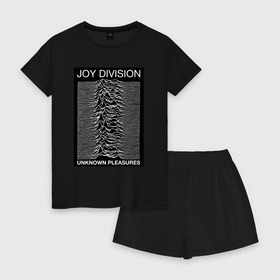 Женская пижама с шортиками хлопок с принтом Joy Division в Курске, 100% хлопок | футболка прямого кроя, шорты свободные с широкой мягкой резинкой | postpunk | unknown pleasures | бернард самнер | британская рок группа | джой дивижн | иэн кёртис | неизвестные удовольствия | питер хук | постпанк | стивен моррис