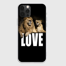 Чехол для iPhone 12 Pro Max с принтом LOVE в Курске, Силикон |  | Тематика изображения на принте: влюблённые | дикая кошка | животные | лев | львица | любовь | пара | природа | свадьба