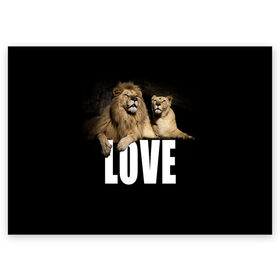Поздравительная открытка с принтом LOVE в Курске, 100% бумага | плотность бумаги 280 г/м2, матовая, на обратной стороне линовка и место для марки
 | влюблённые | дикая кошка | животные | лев | львица | любовь | пара | природа | свадьба