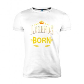 Мужская футболка премиум с принтом Legends are born in february в Курске, 92% хлопок, 8% лайкра | приталенный силуэт, круглый вырез ворота, длина до линии бедра, короткий рукав | 