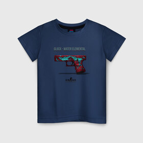 Детская футболка хлопок с принтом Glock - Water Elemental в Курске, 100% хлопок | круглый вырез горловины, полуприлегающий силуэт, длина до линии бедер | cs go | global offensive | глок | каэс | контр страйк | контра | кс | оружие | пистолет | скин