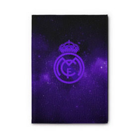 Обложка для автодокументов с принтом FC Real Madrid(SPACE STYLE) в Курске, натуральная кожа |  размер 19,9*13 см; внутри 4 больших “конверта” для документов и один маленький отдел — туда идеально встанут права | real madrid | футбол | футбольный клуб | чемпионат