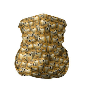 Бандана-труба 3D с принтом Собачки Doge в Курске, 100% полиэстер, ткань с особыми свойствами — Activecool | плотность 150‒180 г/м2; хорошо тянется, но сохраняет форму | Тематика изображения на принте: doge | meme | доги | желтый | мем | паттерн | пёс | собака | текстура