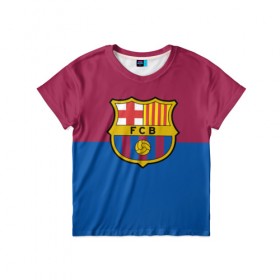 Детская футболка 3D с принтом Barcelona в Курске, 100% гипоаллергенный полиэфир | прямой крой, круглый вырез горловины, длина до линии бедер, чуть спущенное плечо, ткань немного тянется | barcelona | football | footer | soccer | socker | барселона | спорт | футбол | футбольный клуб