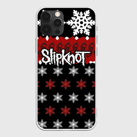 Чехол для iPhone 12 Pro с принтом Праздничный Slipknot в Курске, силикон | область печати: задняя сторона чехла, без боковых панелей | Тематика изображения на принте: slipknot | альтернативный метал | андерс | грув метал | колсефни | кори | красный | метал | музыка | новогодний | новый год | ню метал | рождество | рок | слипкнот | снежинки | тейлор