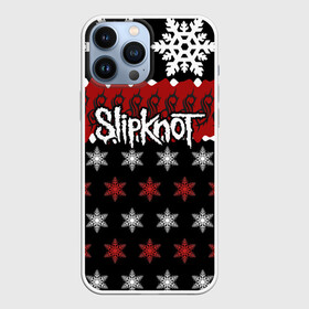 Чехол для iPhone 13 Pro Max с принтом Праздничный Slipknot в Курске,  |  | Тематика изображения на принте: slipknot | альтернативный метал | андерс | грув метал | колсефни | кори | красный | метал | музыка | новогодний | новый год | ню метал | рождество | рок | слипкнот | снежинки | тейлор