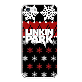 Чехол для iPhone 5/5S матовый с принтом Праздничный Linkin Park в Курске, Силикон | Область печати: задняя сторона чехла, без боковых панелей | b | chester | linkin park | альтернативный метал | альтернативный рок | беннингтон | группа | знак | красный | линкин парк | музыкант | надпись | новогодний | новый год | ню метал | певец | праздник | рождество