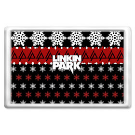 Магнит 45*70 с принтом Праздничный Linkin Park в Курске, Пластик | Размер: 78*52 мм; Размер печати: 70*45 | b | chester | linkin park | альтернативный метал | альтернативный рок | беннингтон | группа | знак | красный | линкин парк | музыкант | надпись | новогодний | новый год | ню метал | певец | праздник | рождество