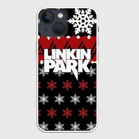 Чехол для iPhone 13 mini с принтом Праздничный Linkin Park в Курске,  |  | b | chester | linkin park | альтернативный метал | альтернативный рок | беннингтон | группа | знак | красный | линкин парк | музыкант | надпись | новогодний | новый год | ню метал | певец | праздник | рождество