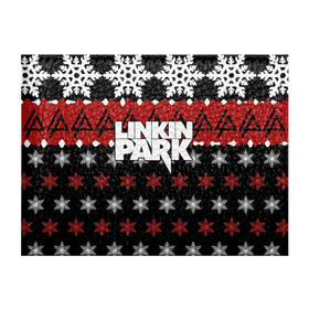 Обложка для студенческого билета с принтом Праздничный Linkin Park в Курске, натуральная кожа | Размер: 11*8 см; Печать на всей внешней стороне | b | chester | linkin park | альтернативный метал | альтернативный рок | беннингтон | группа | знак | красный | линкин парк | музыкант | надпись | новогодний | новый год | ню метал | певец | праздник | рождество