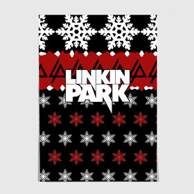 Постер с принтом Праздничный Linkin Park в Курске, 100% бумага
 | бумага, плотность 150 мг. Матовая, но за счет высокого коэффициента гладкости имеет небольшой блеск и дает на свету блики, но в отличии от глянцевой бумаги не покрыта лаком | b | chester | linkin park | альтернативный метал | альтернативный рок | беннингтон | группа | знак | красный | линкин парк | музыкант | надпись | новогодний | новый год | ню метал | певец | праздник | рождество