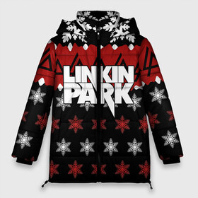 Женская зимняя куртка 3D с принтом Праздничный Linkin Park в Курске, верх — 100% полиэстер; подкладка — 100% полиэстер; утеплитель — 100% полиэстер | длина ниже бедра, силуэт Оверсайз. Есть воротник-стойка, отстегивающийся капюшон и ветрозащитная планка. 

Боковые карманы с листочкой на кнопках и внутренний карман на молнии | b | chester | linkin park | альтернативный метал | альтернативный рок | беннингтон | группа | знак | красный | линкин парк | музыкант | надпись | новогодний | новый год | ню метал | певец | праздник | рождество