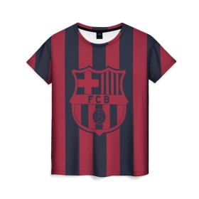 Женская футболка 3D с принтом Barselona 18 в Курске, 100% полиэфир ( синтетическое хлопкоподобное полотно) | прямой крой, круглый вырез горловины, длина до линии бедер | barselona | champions | league | lionel | messi | spain | барселона | испания | месси
