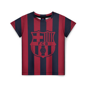 Детская футболка 3D с принтом Barselona 18 в Курске, 100% гипоаллергенный полиэфир | прямой крой, круглый вырез горловины, длина до линии бедер, чуть спущенное плечо, ткань немного тянется | barselona | champions | league | lionel | messi | spain | барселона | испания | месси