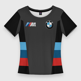 Женская футболка 3D Slim с принтом BMW 2018 Sport в Курске,  |  | bmw | автомобиль | автомобильные | бмв | марка | машины | патриот | флаг