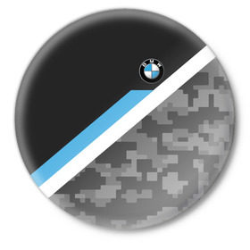 Значок с принтом BMW 2018 Black military в Курске,  металл | круглая форма, металлическая застежка в виде булавки | Тематика изображения на принте: bmw | автомобиль | автомобильные | бмв | марка | машины | флаг