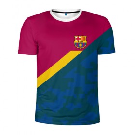 Мужская футболка 3D спортивная с принтом FC Barcelona 2018 Sport camo в Курске, 100% полиэстер с улучшенными характеристиками | приталенный силуэт, круглая горловина, широкие плечи, сужается к линии бедра | 
