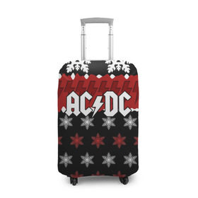 Чехол для чемодана 3D с принтом Праздничный AC/DC в Курске, 86% полиэфир, 14% спандекс | двустороннее нанесение принта, прорези для ручек и колес | ac dc | acdc | for those about to ro | австралийская | ангус янг | блюз рок | головы | группа | знак | красный | крис слэйд | музыканты | надпись | новогодний | новый год | певцы | праздник | рождество | рок | рок н ролл
