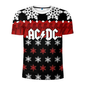 Мужская футболка 3D спортивная с принтом Праздничный AC/DC в Курске, 100% полиэстер с улучшенными характеристиками | приталенный силуэт, круглая горловина, широкие плечи, сужается к линии бедра | ac dc | acdc | for those about to ro | австралийская | ангус янг | блюз рок | головы | группа | знак | красный | крис слэйд | музыканты | надпись | новогодний | новый год | певцы | праздник | рождество | рок | рок н ролл