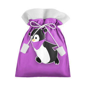 Подарочный 3D мешок с принтом Penguin purple в Курске, 100% полиэстер | Размер: 29*39 см | Тематика изображения на принте: cartoon | penguin | purple | милый | мультик | мультфильм | пингвин | рисунок | фиолетовый