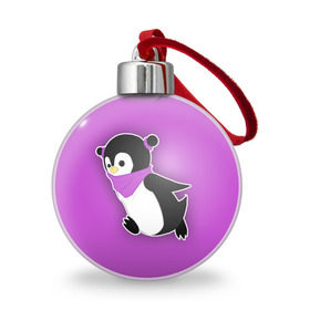 Ёлочный шар с принтом Penguin purple в Курске, Пластик | Диаметр: 77 мм | cartoon | penguin | purple | милый | мультик | мультфильм | пингвин | рисунок | фиолетовый