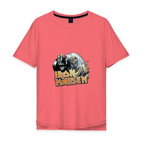 Мужская футболка хлопок Oversize с принтом Iron Maiden в Курске, 100% хлопок | свободный крой, круглый ворот, “спинка” длиннее передней части | 