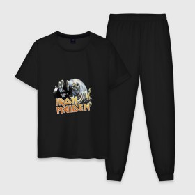 Мужская пижама хлопок с принтом Iron Maiden в Курске, 100% хлопок | брюки и футболка прямого кроя, без карманов, на брюках мягкая резинка на поясе и по низу штанин
 | 