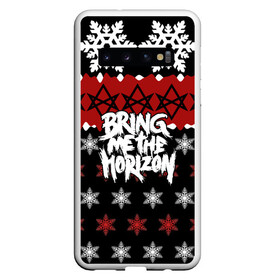 Чехол для Samsung Galaxy S10 с принтом Праздничный Bring Me the Horizon в Курске, Силикон | Область печати: задняя сторона чехла, без боковых панелей | Тематика изображения на принте: bmth | bring me the horizon | альтернативный метал | альтернативный рок | группа | достань для меня горизонт | дэткор | знак | красный | метал | надпись | новогодний | новый год | праздник | рождество | рок