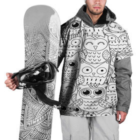 Накидка на куртку 3D с принтом Совушки pattern в Курске, 100% полиэстер |  | bird | owl | животные | ночные птицы | птицы | совы