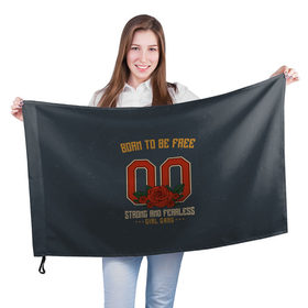Флаг 3D с принтом Born to be free 00 в Курске, 100% полиэстер | плотность ткани — 95 г/м2, размер — 67 х 109 см. Принт наносится с одной стороны | 2000 | день рождения | подарок | праздник