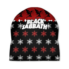 Шапка 3D с принтом Праздничный Black Sabbath в Курске, 100% полиэстер | универсальный размер, печать по всей поверхности изделия | black sabbath | группа | новогодний | новый год | рождество | свитер | снежинки | хард рок | хеви метал