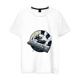 Мужская футболка хлопок с принтом Piano в Курске, 100% хлопок | прямой крой, круглый вырез горловины, длина до линии бедер, слегка спущенное плечо. | клавишник | пианино | пианист | рояль. | фортепиано