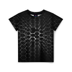 Детская футболка 3D с принтом Карбоновые СОТЫ в Курске, 100% гипоаллергенный полиэфир | прямой крой, круглый вырез горловины, длина до линии бедер, чуть спущенное плечо, ткань немного тянется | abstraction | internet | абстракция | молекула | текстура | технологии | узоры | форма | фрактал | цвет