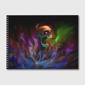 Альбом для рисования с принтом Skull в Курске, 100% бумага
 | матовая бумага, плотность 200 мг. | halloween | pumpkin | witch | ведьма | демон | кот | тыква | хэллоуин | череп