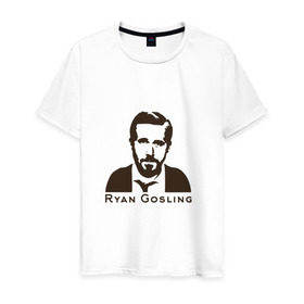 Мужская футболка хлопок с принтом Ryan Gosling в Курске, 100% хлопок | прямой крой, круглый вырез горловины, длина до линии бедер, слегка спущенное плечо. | ryan gosling | райан гослинг
