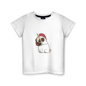 Детская футболка хлопок с принтом футболка с мопсом в Курске, 100% хлопок | круглый вырез горловины, полуприлегающий силуэт, длина до линии бедер | мопс | порода