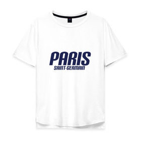 Мужская футболка хлопок Oversize с принтом Paris Saint Germain (PSG) в Курске, 100% хлопок | свободный крой, круглый ворот, “спинка” длиннее передней части | 