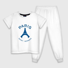 Детская пижама хлопок с принтом PSG Logo в Курске, 100% хлопок |  брюки и футболка прямого кроя, без карманов, на брюках мягкая резинка на поясе и по низу штанин
 | fc | fly emirates | paris | psg | лого | париж | псж | спорт | спортивные | фк | футбольный клуб
