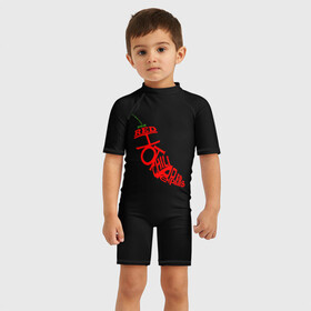 Детский купальный костюм 3D с принтом Red Hot Chili Peppers в Курске, Полиэстер 85%, Спандекс 15% | застежка на молнии на спине | музыка | овощ | острый | пеперс | перчик | ред | рок | хот | чили