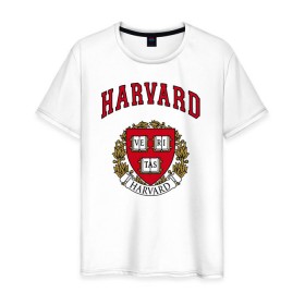 Мужская футболка хлопок с принтом Harvard university в Курске, 100% хлопок | прямой крой, круглый вырез горловины, длина до линии бедер, слегка спущенное плечо. | вуз | гарвард | герб | лига плюща | массачусетс | престижный | сша | университет