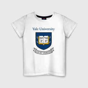 Детская футболка хлопок с принтом Йель в Курске, 100% хлопок | круглый вырез горловины, полуприлегающий силуэт, длина до линии бедер | yalr university | йельский университет | лига плюща | престижный вуз | сша