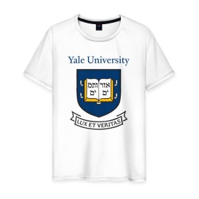Мужская футболка хлопок с принтом Йель в Курске, 100% хлопок | прямой крой, круглый вырез горловины, длина до линии бедер, слегка спущенное плечо. | yalr university | йельский университет | лига плюща | престижный вуз | сша